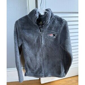 NFL New England Patriots Junior’s Collection S Gray Full-zip Fleece Jacket soft